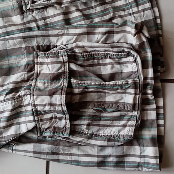Mossimo Supply Co Men's Cargo Shorts Plaid Brown n Cream w Mint Stripe SZ 38 - Picture 7 of 16